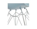 Chaise moderne UNAMI bleue en matière plastique avec pieds en métal chromé