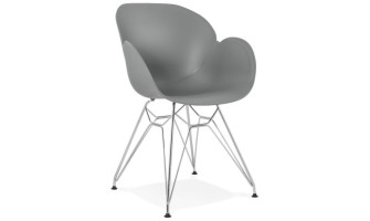 AC01790GR 5420072055251 Chaise moderne UNAMI grise en matière plastique avec pieds en métal chromé