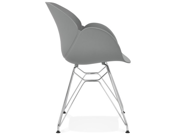 Chaise moderne UNAMI grise en matière plastique avec pieds en métal chromé