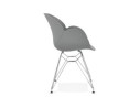 Chaise moderne UNAMI grise en matière plastique avec pieds en métal chromé