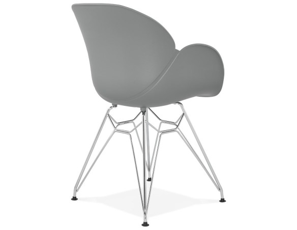 Chaise moderne UNAMI grise en matière plastique avec pieds en métal chromé