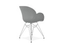 Chaise moderne UNAMI grise en matière plastique avec pieds en métal chromé
