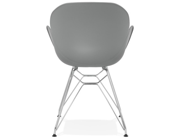 Chaise moderne UNAMI grise en matière plastique avec pieds en métal chromé