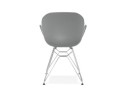 Chaise moderne UNAMI grise en matière plastique avec pieds en métal chromé