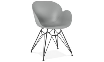 AC01830GR 5420072055336 Chaise design SATELIT grise style industriel avec pieds en métal noir