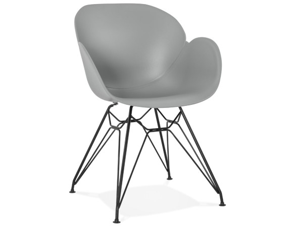 AC01830GR 5420072055336 Chaise design SATELIT grise style industriel avec pieds en métal noir