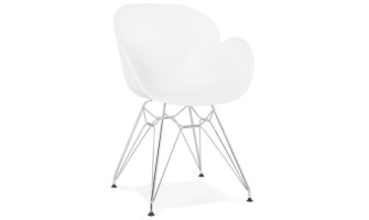 AC01840WH 5420072055350 Chaise moderne UNAMI blanche en matière plastique avec pieds en métal chromé