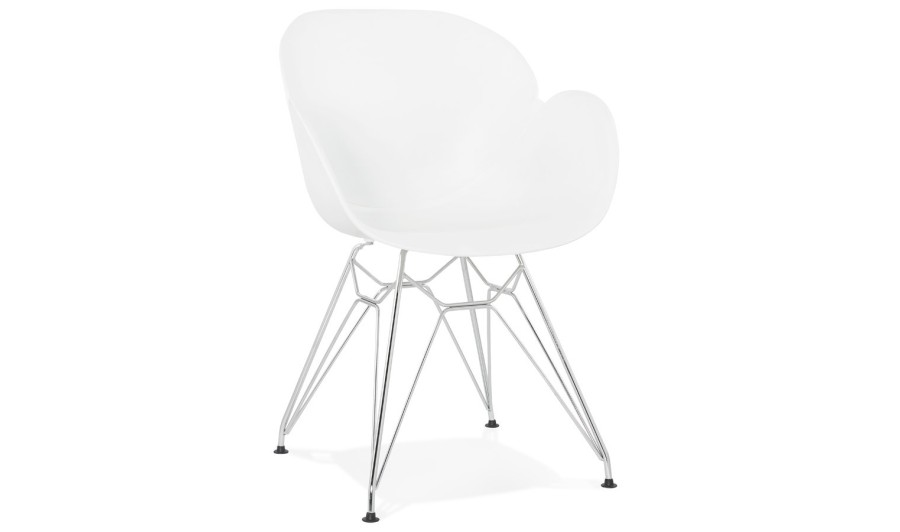 AC01840WH 5420072055350 Chaise moderne UNAMI blanche en matière plastique avec pieds en métal chromé AC01840WH 5420072055350 Chaise moderne UNAMI blanche en matière plastique avec pieds en métal chromé