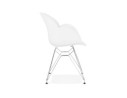 Chaise moderne UNAMI blanche en matière plastique avec pieds en métal chromé