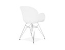Chaise moderne UNAMI blanche en matière plastique avec pieds en métal chromé