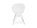 Chaise moderne UNAMI blanche en matière plastique avec pieds en métal chromé