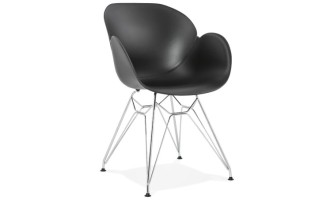 AC01850BL 5420072055374 Chaise moderne UNAMI noire en matière plastique avec pieds en métal chromé