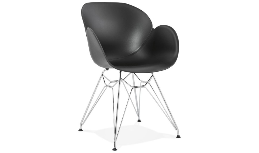 AC01850BL 5420072055374 Chaise moderne UNAMI noire en matière plastique avec pieds en métal chromé AC01850BL 5420072055374 Chaise moderne UNAMI noire en matière plastique avec pieds en métal chromé
