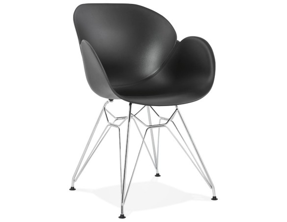 AC01850BL 5420072055374 Chaise moderne UNAMI noire en matière plastique avec pieds en métal chromé