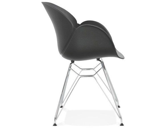 Chaise moderne UNAMI noire en matière plastique avec pieds en métal chromé