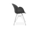 Chaise moderne UNAMI noire en matière plastique avec pieds en métal chromé