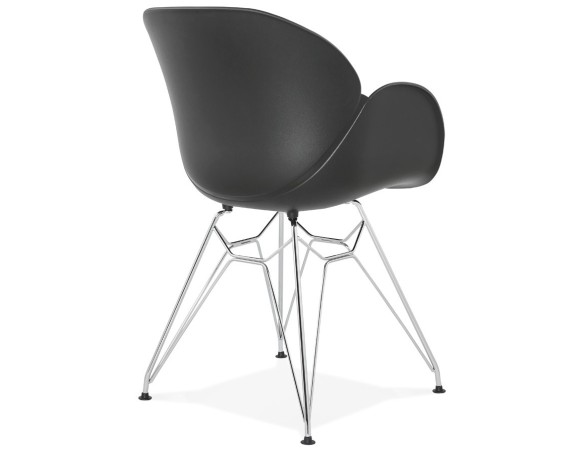 Chaise moderne UNAMI noire en matière plastique avec pieds en métal chromé