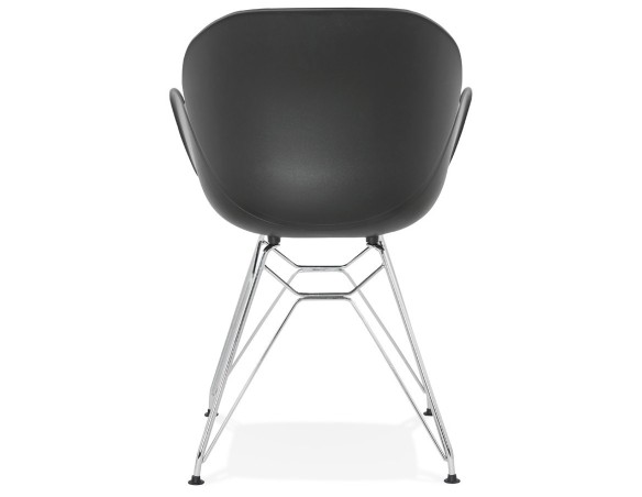 Chaise moderne UNAMI noire en matière plastique avec pieds en métal chromé