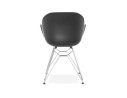 Chaise moderne UNAMI noire en matière plastique avec pieds en métal chromé