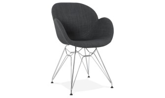 AC01860DG 5420072055398 Chaise moderne ORIGAMI en tissu gris foncé avec pieds en métal chromé