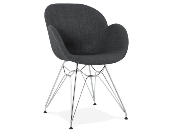 AC01860DG 5420072055398 Chaise moderne ORIGAMI en tissu gris foncé avec pieds en métal chromé