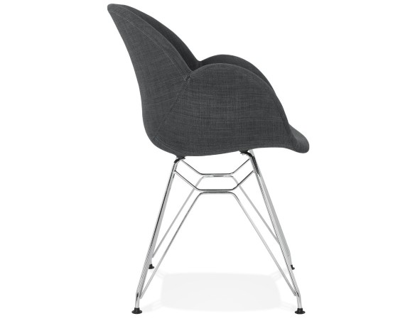 Chaise moderne ORIGAMI en tissu gris foncé avec pieds en métal chromé