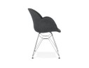 Chaise moderne ORIGAMI en tissu gris foncé avec pieds en métal chromé
