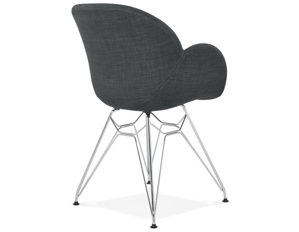 Chaise moderne ORIGAMI en tissu gris foncé avec pieds en métal chromé