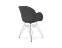 Chaise moderne ORIGAMI en tissu gris foncé avec pieds en métal chromé