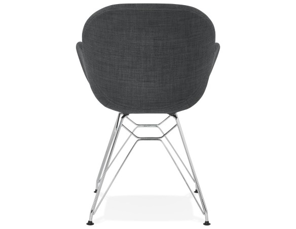 Chaise moderne ORIGAMI en tissu gris foncé avec pieds en métal chromé