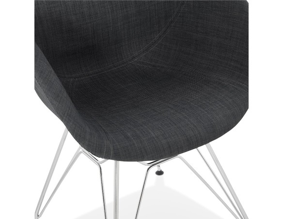 Chaise moderne ORIGAMI en tissu gris foncé avec pieds en métal chromé