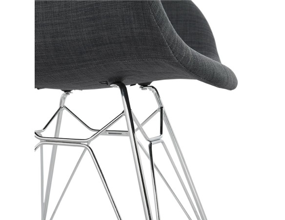 Chaise moderne ORIGAMI en tissu gris foncé avec pieds en métal chromé