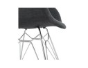 Chaise moderne ORIGAMI en tissu gris foncé avec pieds en métal chromé