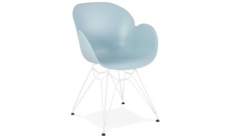 AC01890BU 5420072056913 Chaise moderne FIDJI bleue avec pieds en métal blanc