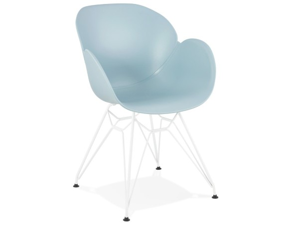 AC01890BU 5420072056913 Chaise moderne FIDJI bleue avec pieds en métal blanc