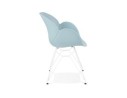 Chaise moderne FIDJI bleue avec pieds en métal blanc