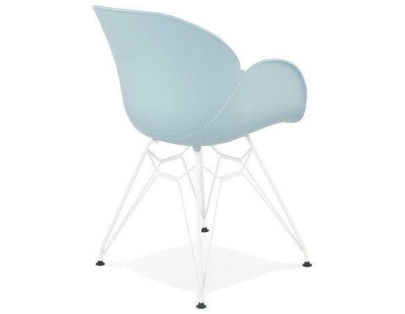 Chaise moderne FIDJI bleue avec pieds en métal blanc