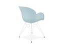 Chaise moderne FIDJI bleue avec pieds en métal blanc