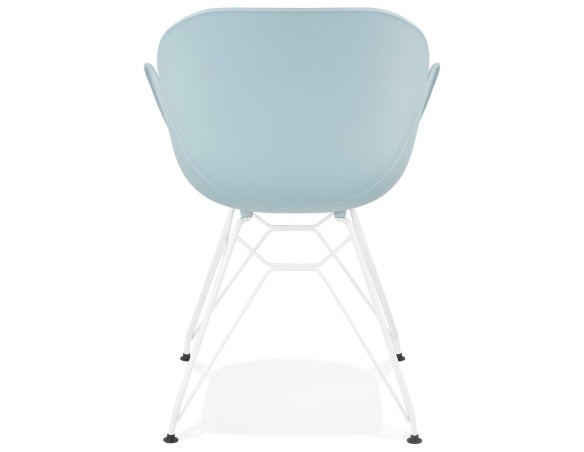 Chaise moderne FIDJI bleue avec pieds en métal blanc