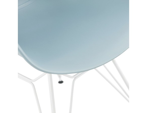 Chaise moderne FIDJI bleue avec pieds en métal blanc