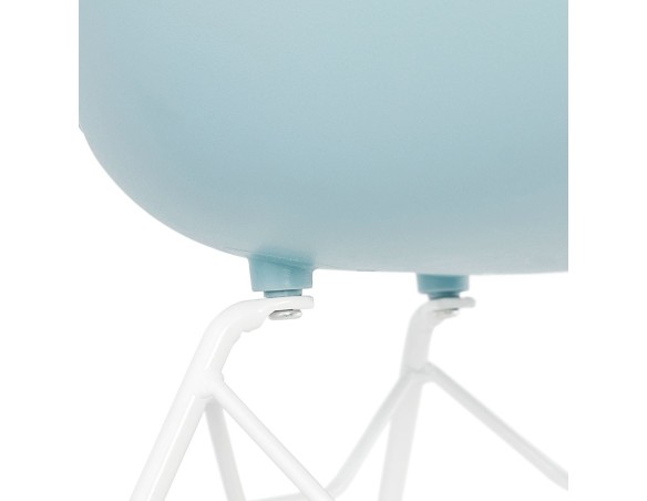 Chaise moderne FIDJI bleue avec pieds en métal blanc