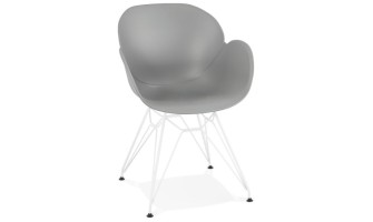 AC01900GR 5420072056937 Chaise moderne FIDJI grise avec pieds en métal blanc