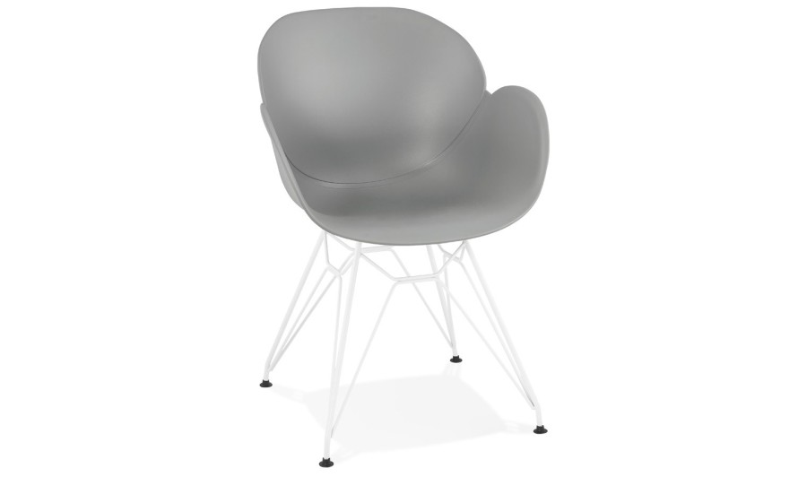 AC01900GR 5420072056937 Chaise moderne FIDJI grise avec pieds en métal blanc AC01900GR 5420072056937 Chaise moderne FIDJI grise avec pieds en métal blanc