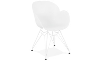 AC01910WH 5420072056951 Chaise moderne FIDJI blanche avec pieds en métal blanc