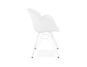 Chaise moderne FIDJI blanche avec pieds en métal blanc