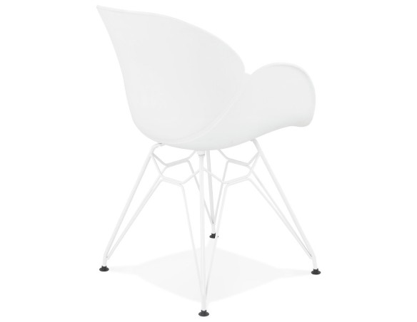 Chaise moderne FIDJI blanche avec pieds en métal blanc