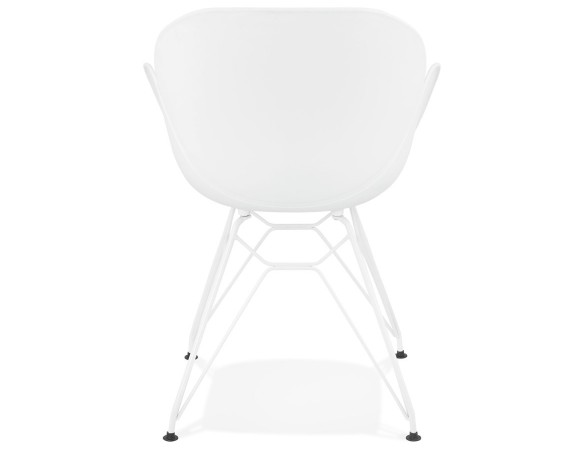 Chaise moderne FIDJI blanche avec pieds en métal blanc