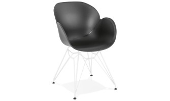 AC01920BL 5420072056975 Chaise moderne FIDJI noire avec pieds en métal blanc