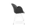 Chaise moderne FIDJI noire avec pieds en métal blanc