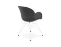 Chaise moderne FIDJI noire avec pieds en métal blanc